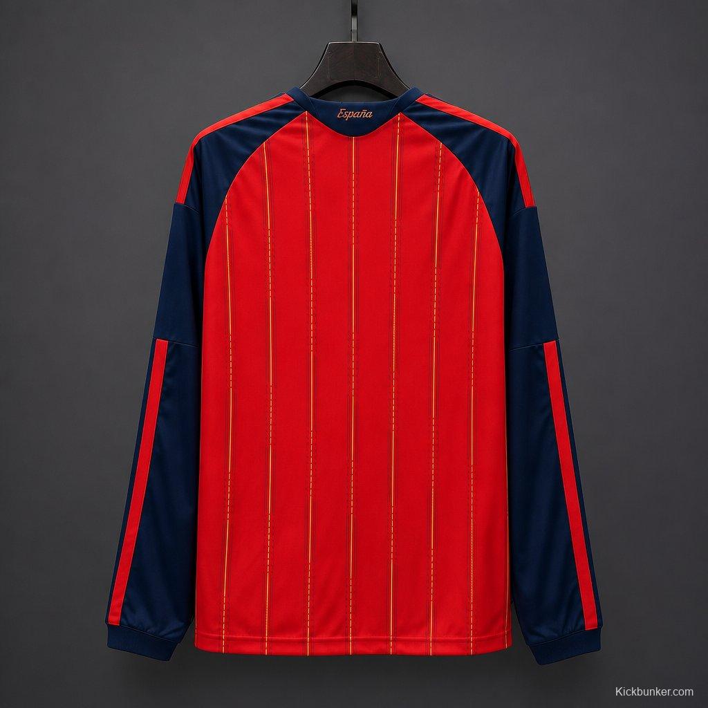 2026 Spain Home  2 Stars  Long Sleeve Jersey