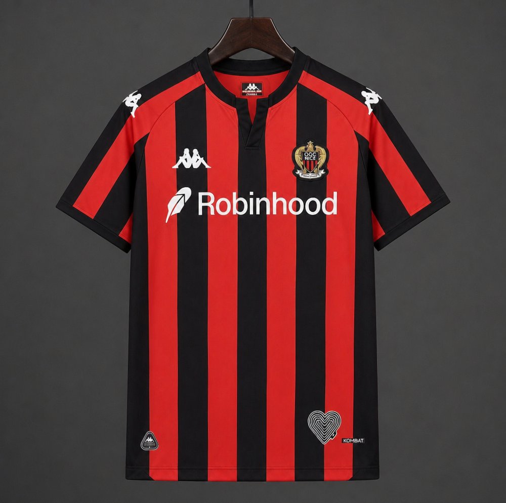 26/27 OGC Nice Home Red/Black Stripes Jersey