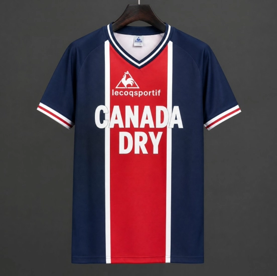 Retro 74/75 PSG Home Cotton Jersey With Velvet Sponsor